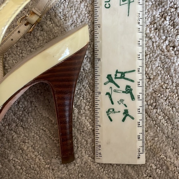 Cole Haan Nike Air Patent Leather Peep-Toe Sling-backs, Pale Yellow, size 6 - Picture 7 of 11